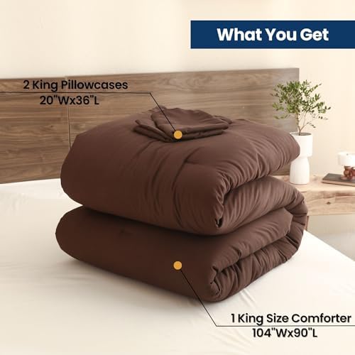 Paxrac Earthy Brown Comforter King Size, Neutral 3 Pieces Comforter