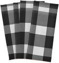 Kitchen Towels and Dishcloths Set, Black White Grey Plaid
