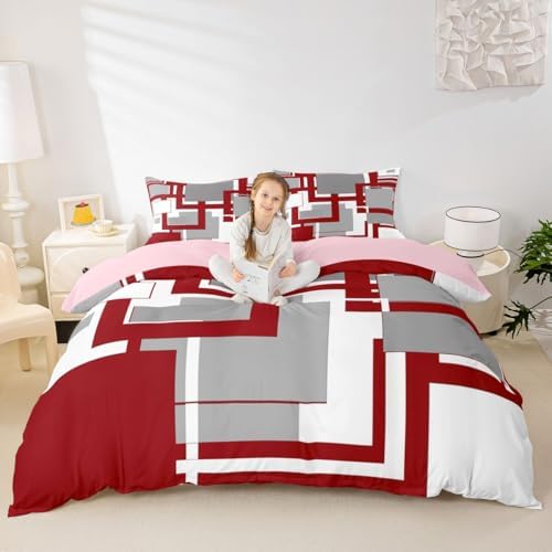 Feelyou Abstract Duvet Cover Queen Size Geometric Bedding Set for Boys