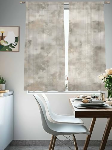 Beige Sheer Curtains 72 Inches Long 2 Panels, Semi Sheer Rod Pocket