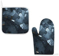 Gray Mosaic Oven Mitts and Pot Holders Set of 2 High Heat Resistant