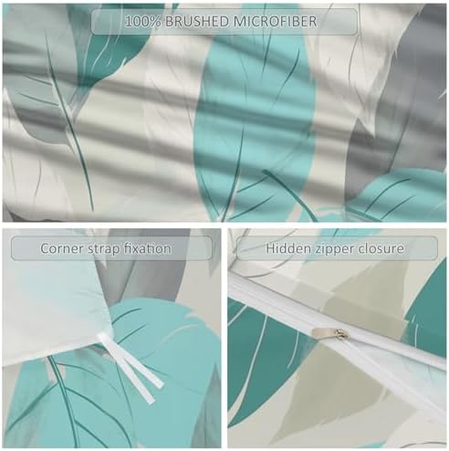 Duvet Cover King Minimalist Abstract Plant Leaf Reversible Bedding Set