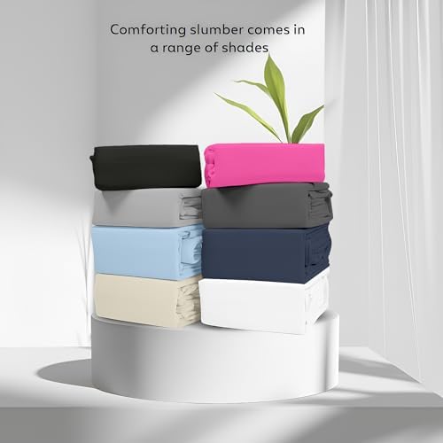 SKY BEDDINGS Full Flat Sheets, 100% Egyptian Cotton, Sateen, Dark Grey