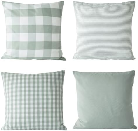 HOPLEE Farmhouse Sage Green Fall Pillow Covers 22x22 Cushion Cover