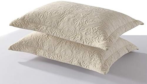 MarCielo 2-Piece Embroidered Pillow Shams, Decorative Microfiber