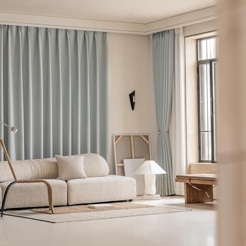 ENJOYBRIDAL Light Grey 63 Inch Curtains for Bedroom Semi Blackout