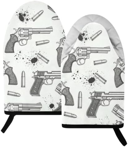 Dot Gray Oven Mitts and Pot Holders Set 2 Pack