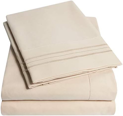 Supreme Collection Twin Sheet Set - 3 Piece Set, Beige Cream, Extra