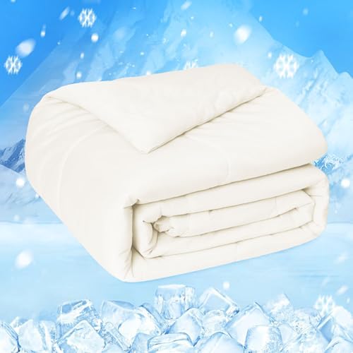 HOMFINE Cooling Comforter for Hot Sleepers Queen, Beige 90"x90"