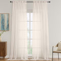 OVZME Cream Sheer Curtains 120 Inches Long 2 Panels Set, 59 Inch Extra