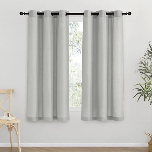 NICETOWN Thick Linen Blend Curtains Flax Textured for Bedroom, Rustic