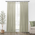 Pinch Pleated Cotton Linen Curtains 96 Inches Long, 2 Panels