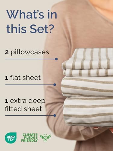 Extra Deep Full Sheet Set - 4 Piece Breathable & Cooling - Beige