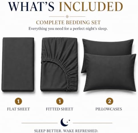 King Size Sheets Set, Luxury 100% Cotton Bed Sheets with 16" Deep