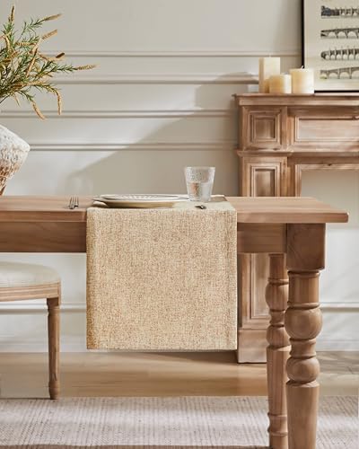 ZeeMart Burlap Style Farmhouse Table Runner, 14x36 Inches Warm