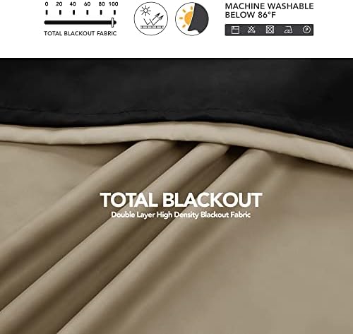 Deconovo 100% Blackout Curtains 108 Inch Long for Bedroom with Black
