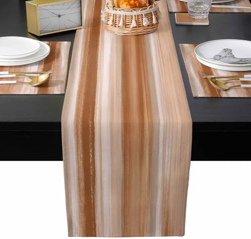 Brown Foggy Ombre Table Runner and Placemats Set of 6 Contemporary