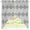 Grey Boho Swag Curtains 45 Inch Length 2 Panels Set, Western Ethnic