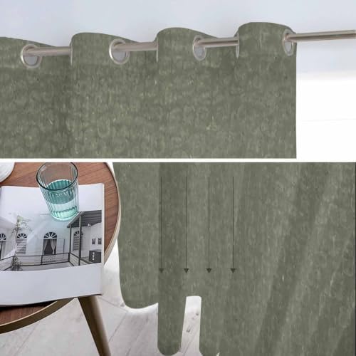 Grayish Brown Texture Sheer Curtains 84 inch Length 2 Panels Set