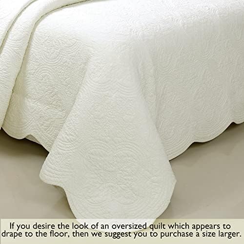 Cozy Line Home Fashions 100% Cotton Medallion Off White Matelasse