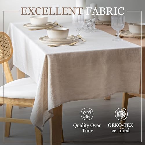 Linen Table Cloth for Rectangle Table - 60 x 108 in - 100% Flax Fabric