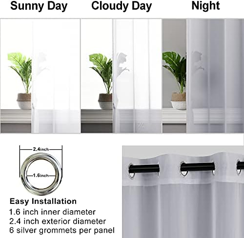 Hiasan Grey Sheer Curtains with Tiebacks, W42 x L63, 2 Panels