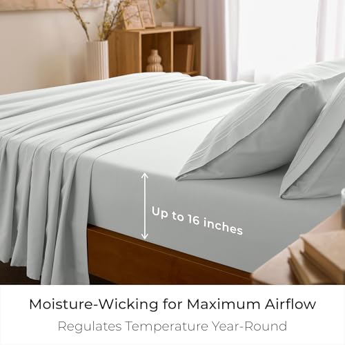 Mellanni Iconic 4-Piece Bed Sheet Set, 16" Deep Pocket (Full, Ivory)