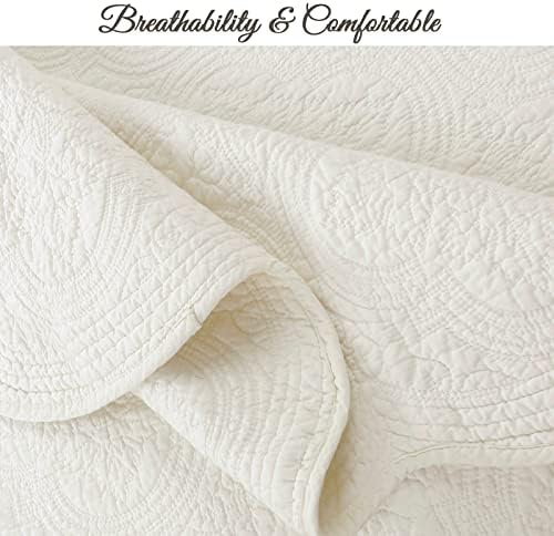 Cozy Line Home Fashions 100% Cotton Medallion Off White Matelasse