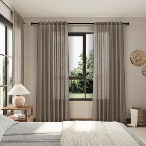 Nanspring Dark Taupe Semi Sheer Curtains 72 Inches Long 2 Panels Set