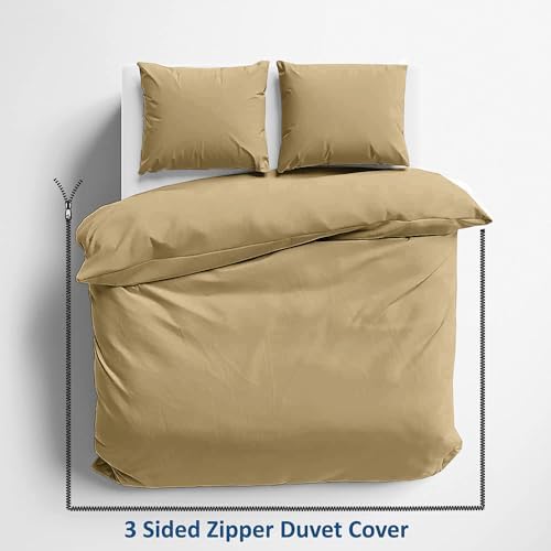 3 Sided Zipper Duvet Cover Set Microfiber 3PCS Cal King Size Taupe