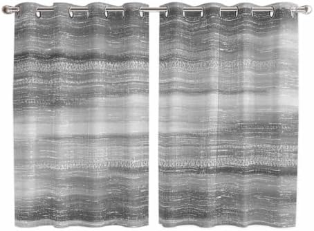 Grey Ombre Window Curtains 63 Inch Length 2 Panels Set, Vintage
