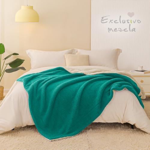 Exclusivo Mezcla Reversible Sherpa Fleece Blanket Twin Size, 60x80