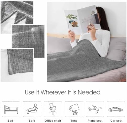 Classic Solid Gray Throw Blanket Flannel Fleece Throws, Vintage