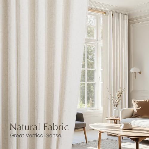 NICETOWN Vanilla Thick Linen Curtains 84 Inches Long, W55 x L84, 2