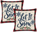 Plaid Decor Pillow Covers 22x22 Inch Set of 2 Linen for Christmas