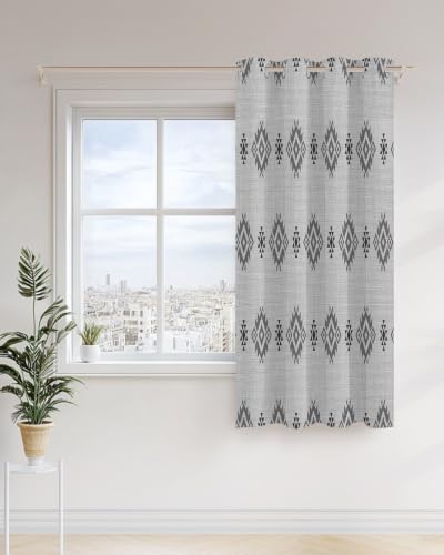 Diamond Pattern Curtains 63 inches Long for Living Room Bedroom