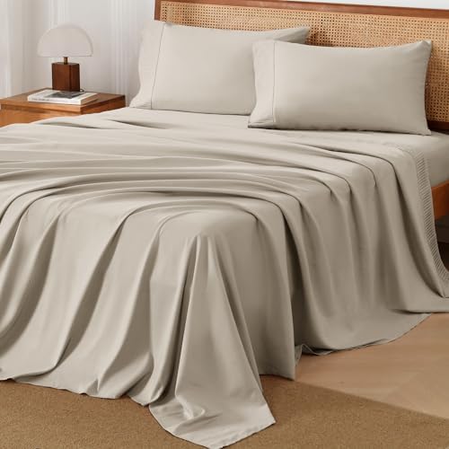 Andency Queen Sheets Set, Oatmeal Breathable & Cooling Sheets