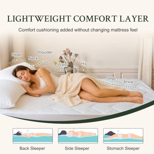YOUR MOON Natural Wool Mattress Pad Queen Size, 100% Australian Wool