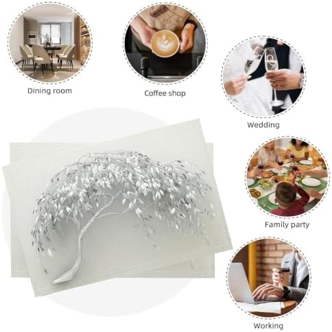 Placemats Washable Set of 8-30 x 45 cm Willow Placemats, Light Gray