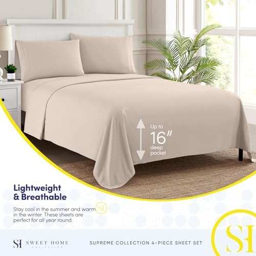 Twin XL Sheets - Breathable Luxury Sheets with Full Elastic & Secure