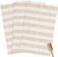 Vintage Linen Kitchen Towels Set of 3, 18x26 Inch, Striped Beige Theme