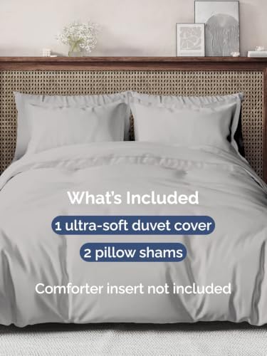 Duvet Cover Queen Size - 3 Piece with Zipper Closure - French Grey