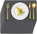 Gray Plastic Vinyl Placemats Set of 12, Waterproof Heat Resistant