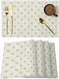 Round Placemats Set of 12 Polka Dot Place Mats Neutral Farmhouse Sage