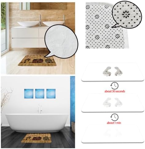 GCTNBJL 4 Pieces Bathroom Rug Sets,Primitive Rustic Vintage Farmhouse