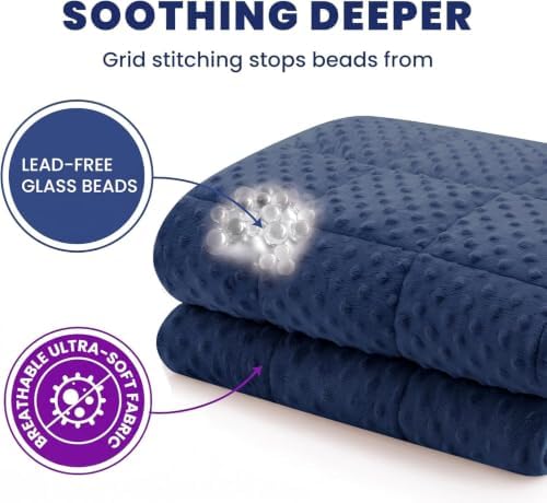 Huloo Sleep Weighted Blanket Queen 20lbs for Adult(60"×80",Navy Blue)