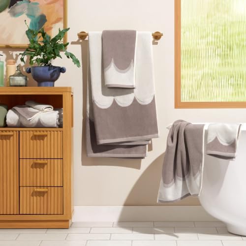 LUGBAR by Drew Barrymore 6-Piece Scallop Bath Towel Set, Soft 100%