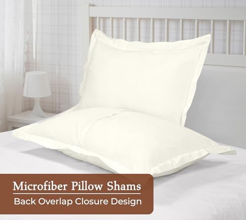 Royale Linens Microfiber Euro Size Pillow Shams Set of 2 - Ivory Shams