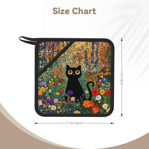 Cat Silicone Oven Mitts and Pot Holders Set Kitchen Gloves Potholders