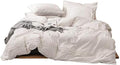 White Duvet Cover Set Washed Cotton Queen Size 3 Pieces Set 1